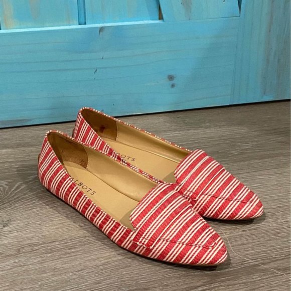 NWOT Talbots Red & White Striped Flats -6.5 - Picture 4 of 10